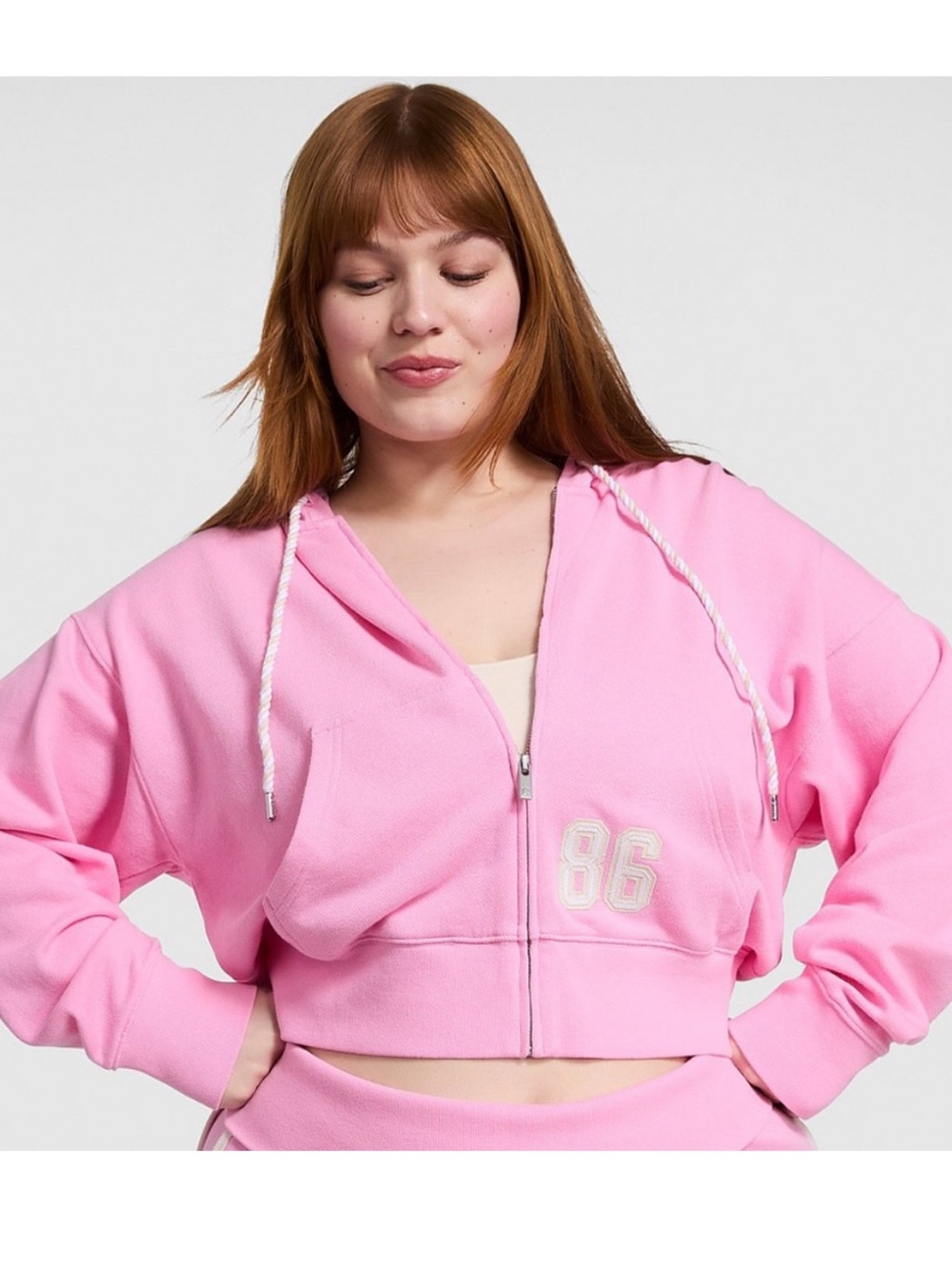 NWT PINK VS Women’s Pink Zip Hoodie with '86 Embroidery